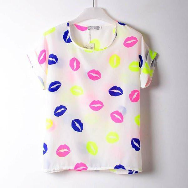 ing Lots Women Lady Batwing Chiffon Top T-Shirt Casual Printed Tops Shirts Women Clothes