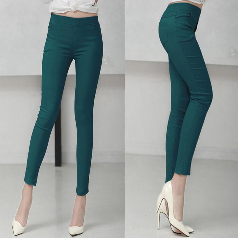 Stretch Fashion Female Candy Colored Pencil Women's Pants Elastic Cotton Slim Pants Women OL Trousers Leggings