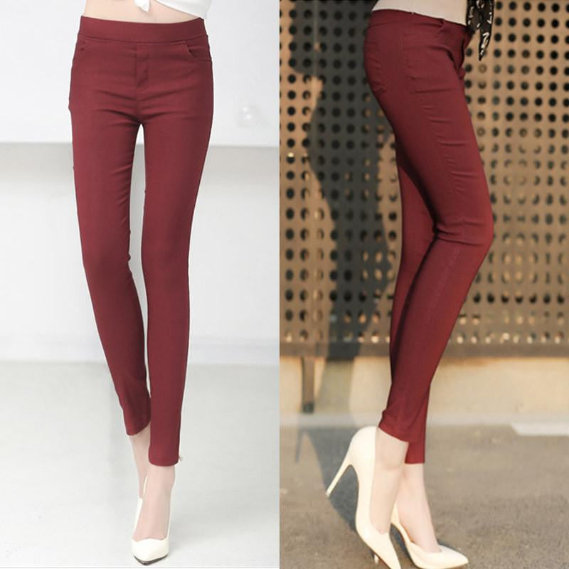 Stretch Fashion Female Candy Colored Pencil Women's Pants Elastic Cotton Slim Pants Women OL Trousers Leggings