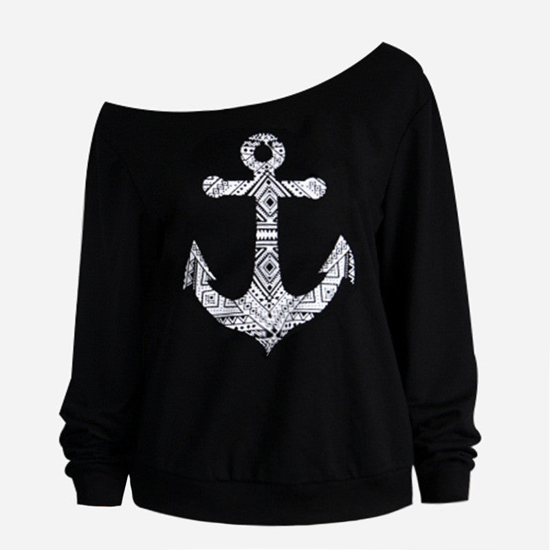 Online discount shop Australia - lip Printed Women Blouse One Shoulder Blouses Shirts  Punk Body Top Lady Plus Size XL