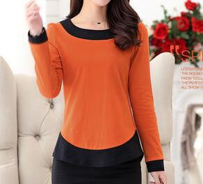 Woman T Shirt Long Sleeved Casual Slim Basic shirt O-neck Women Tshirt Plus size 2XL Ladies Tops