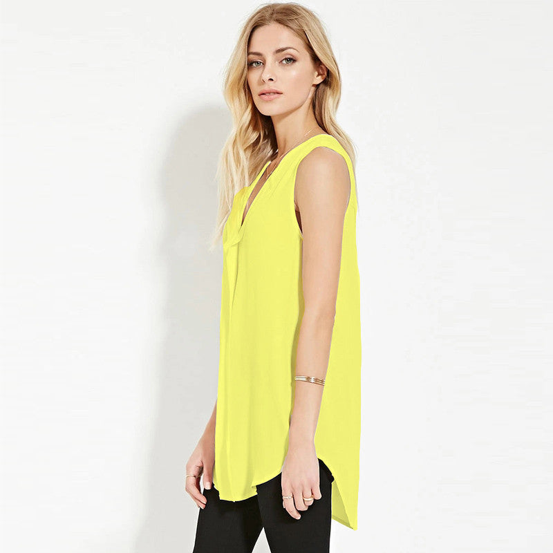 Online discount shop Australia - Boyfriend Style Long Plus Size 6XL Fashion Sleeveless V Neck Chiffon Women Blouses Tops Shirts XXXXL 5XL