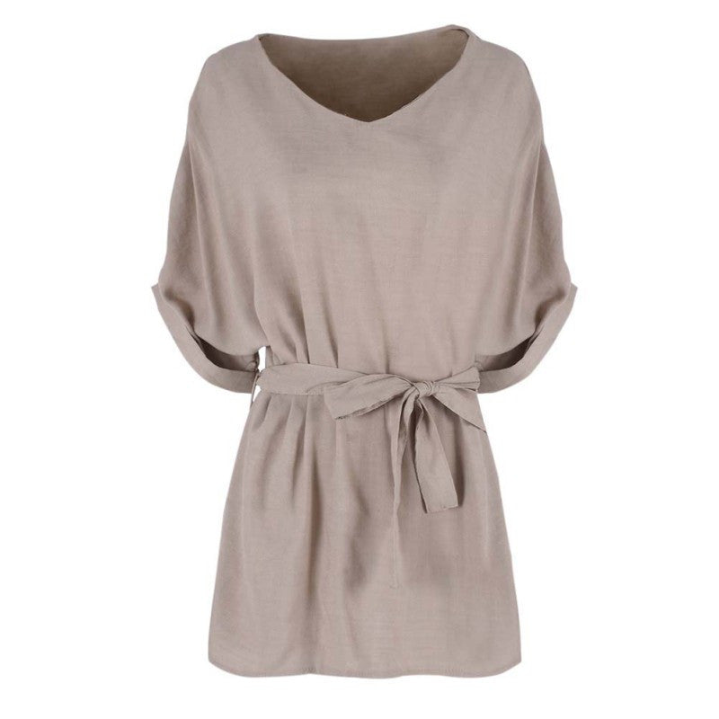 Ladies Blouse Women Cotton Linen Tunic Shirt V Neck Loose Blouse Female Tops Plus Size XL-5XL