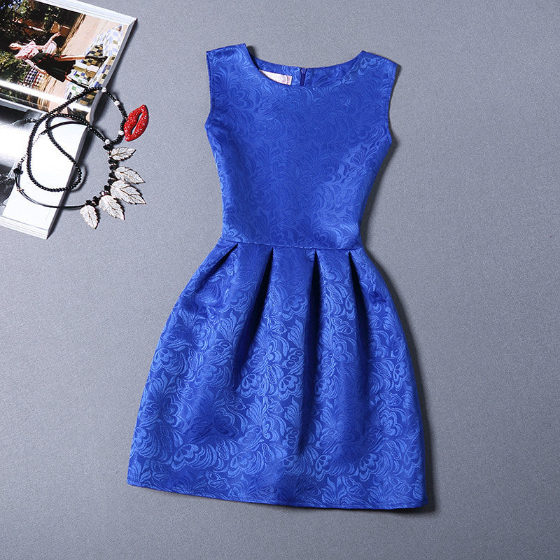 O-Neck Sleeveless Print Casual Dresses Women Vintage Princess Dress Ladies Party Clothing