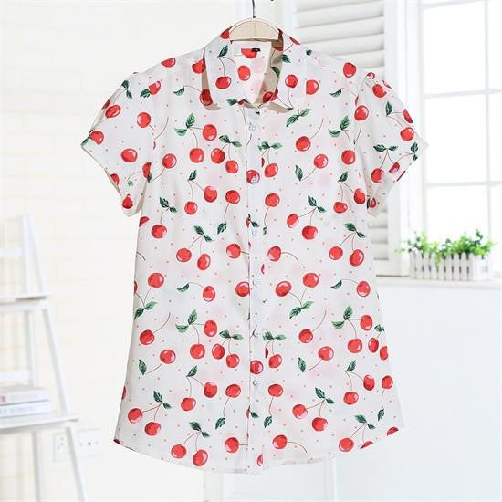 Short Sleeve Shirts Women Blouses Floral Print Cotton Tops Ladies Short Plus Size Women Clothes Fashion Shirt