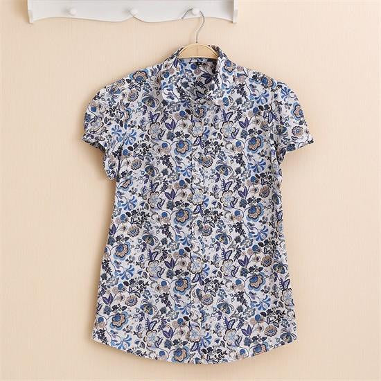 Short Sleeve Shirts Women Blouses Floral Print Cotton Tops Ladies Short Plus Size Women Clothes Fashion Shirt