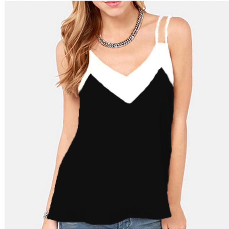 Style Tank Top Vest Women V-Neck Sleeveless Halter Blouse Shirt Casual Loose Tops Chiffon Plus Size