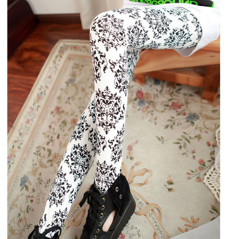 Online discount shop Australia - High Elastic Design Vintage graffiti Leggings Floral patterned Print Leggins