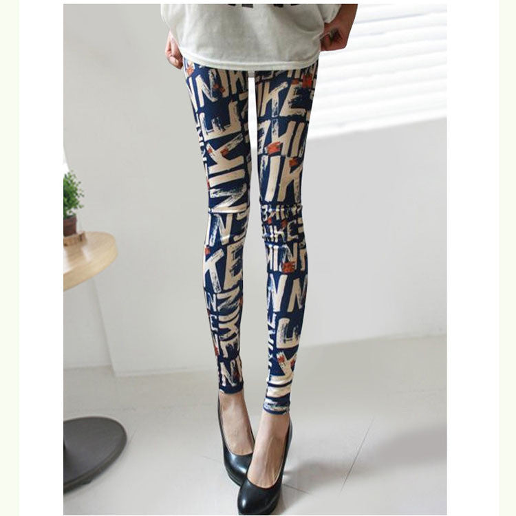 Online discount shop Australia - High Elastic Design Vintage graffiti Leggings Floral patterned Print Leggins