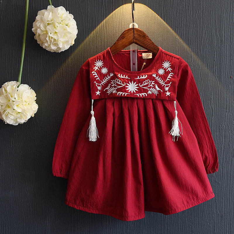 Online discount shop Australia - Girls Dresses Brand Girls Dress College Wind Embroidery Design Dress for Girls Kids Clothes Princess Dresses