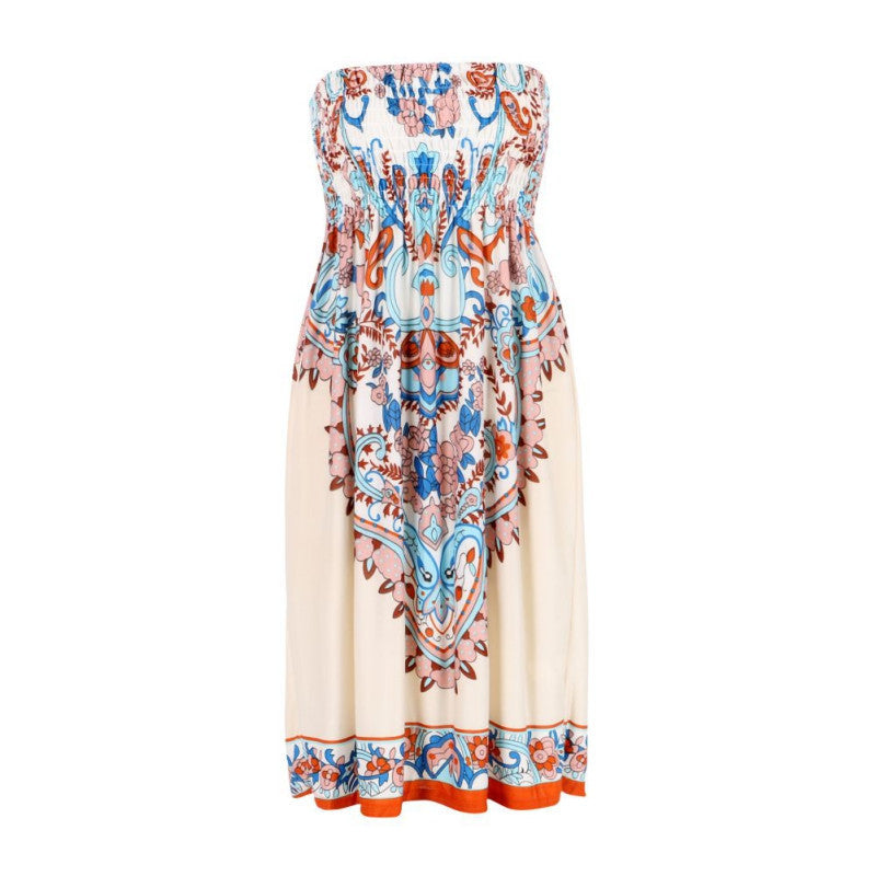 Online discount shop Australia - New Arrival Sexy Women Mini Dress Casual Floral Bandeau Beach Summer Boho Maxi Sundress