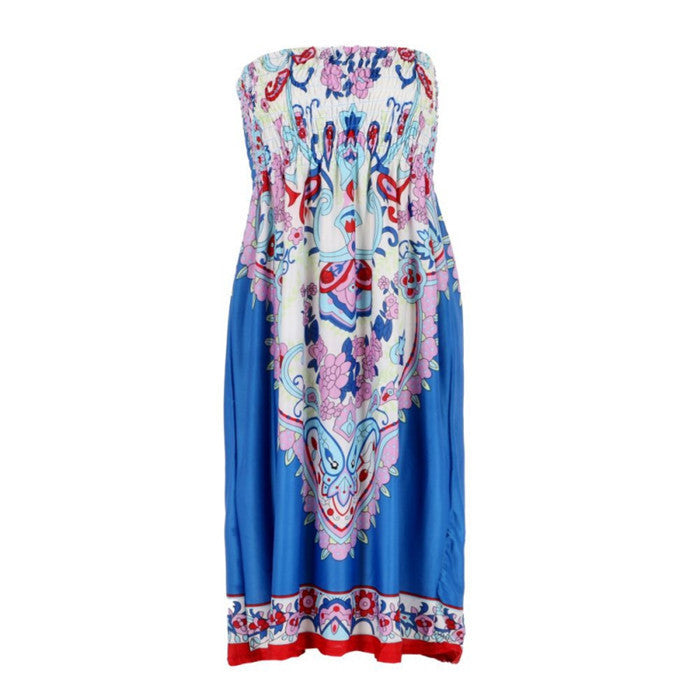 Online discount shop Australia - New Arrival Sexy Women Mini Dress Casual Floral Bandeau Beach Summer Boho Maxi Sundress