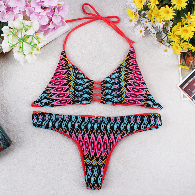 Online discount shop Australia - National Style Sexy Halter Bikini Swimsuit Bra Swimwear Suit Triangle Beachwear