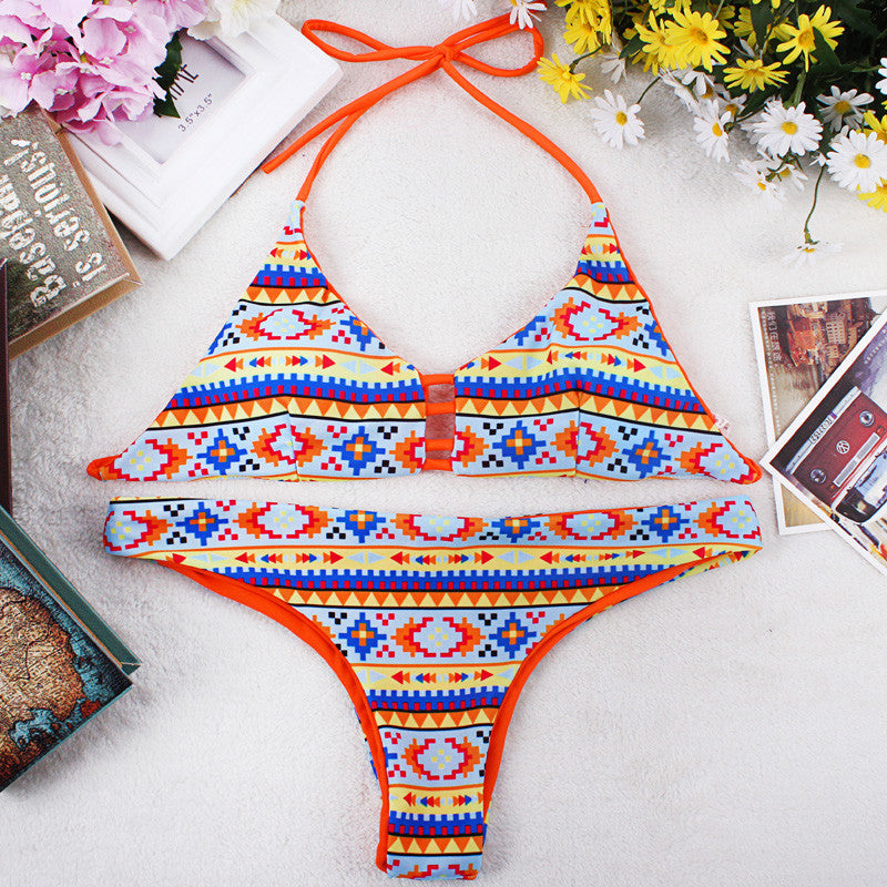 Online discount shop Australia - National Style Sexy Halter Bikini Swimsuit Bra Swimwear Suit Triangle Beachwear