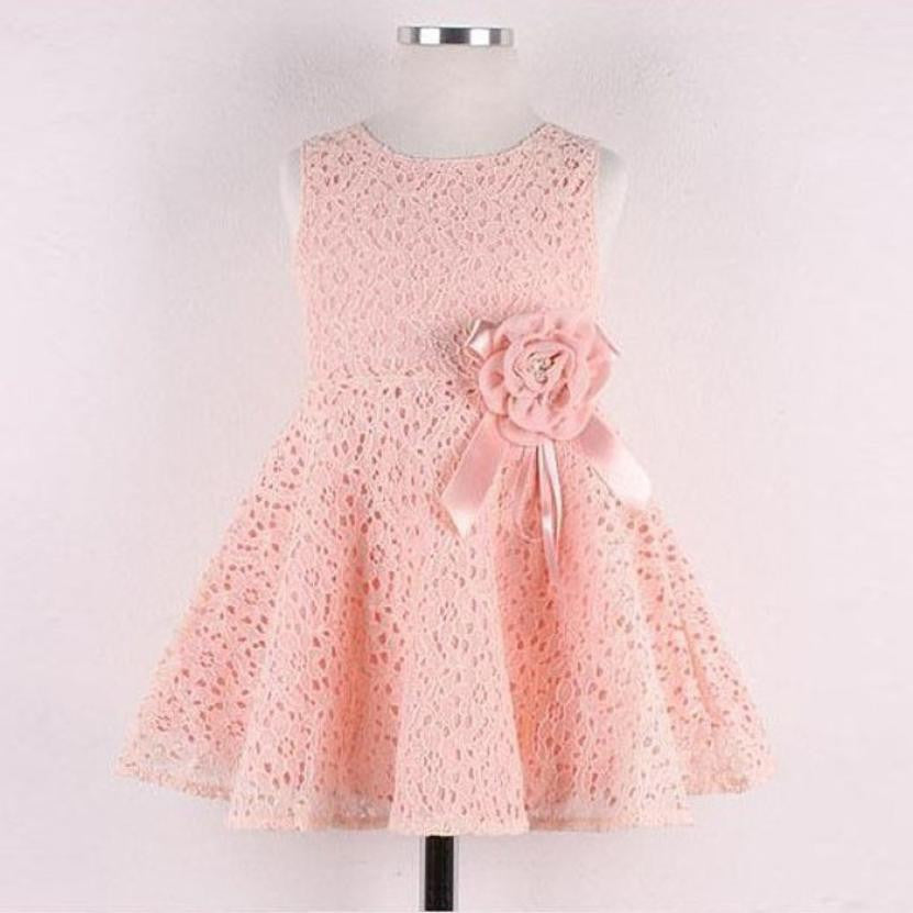Sweet Girls Full Lace casual Floral Sleeveless Flower summer Dress Child Princess Party Prom girls flower Dress clothes for 2-7Y-Dollar Bargains Online Shopping Australia
