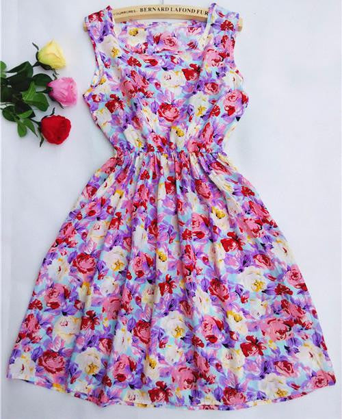 summer Black autumn slim Sleeveless Women casual Bohemian floral leopard sleeveless vest printed beach chiffon dress