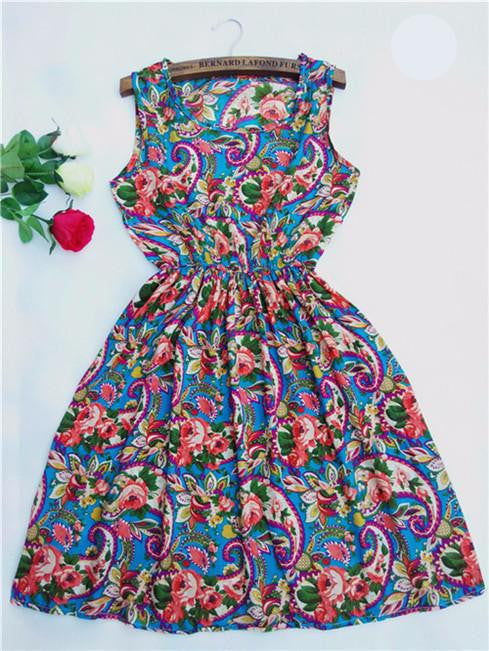 summer Black autumn slim Sleeveless Women casual Bohemian floral leopard sleeveless vest printed beach chiffon dress