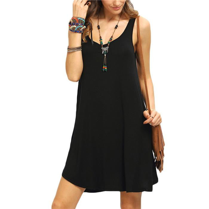 Woman Swing Tank Dresses Summer Style Arrival Casual Sleeveless Crew Neck Shift Short Dress
