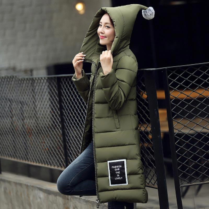 women's cotton jacket est thicken long slim down parka high plus size hooded female coat kl0627