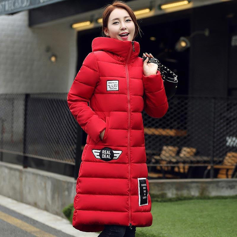women's cotton jacket est thicken long slim down parka high plus size hooded female coat kl0627