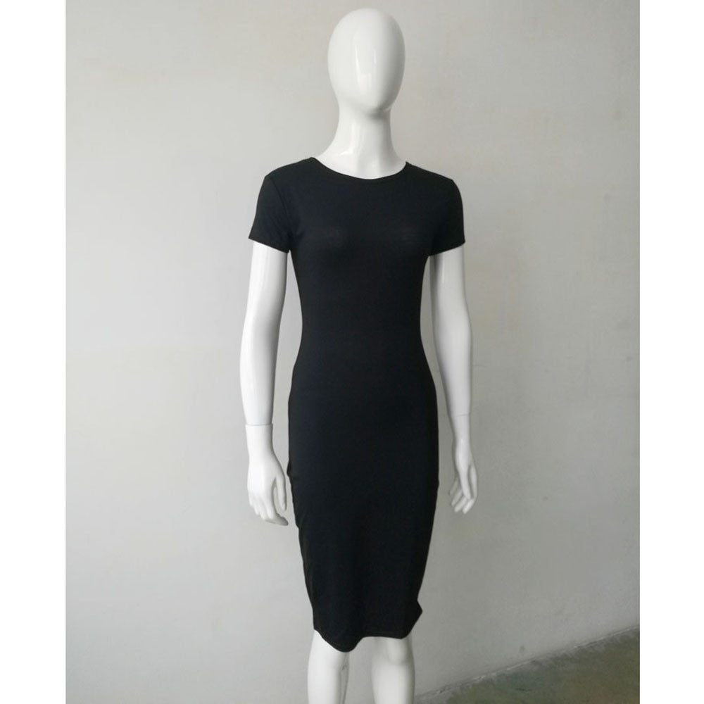 Fashion Casual Summer Autumn Women Dress Elegant Ladies Solid Color Short Sleeve Office Dresses Female Vestidos