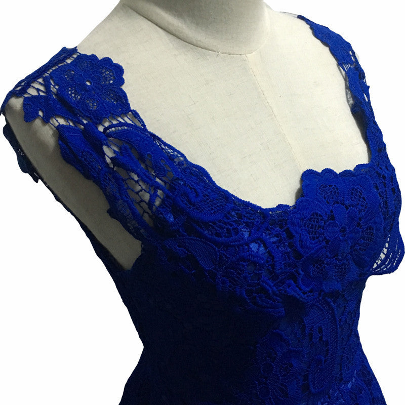 Online discount shop Australia - Elegant Lace Patchwork Solid Sleeveless A-Line Fashion Dress Sexy Slim Party Dresses Vestido De Festa