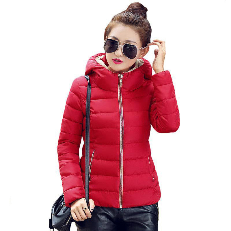 Online discount shop Australia - Jacket Women Hooded Parka Slim Cotton-Padded High Neck Candy Color Cotton Jacket Coat Plus Size z84