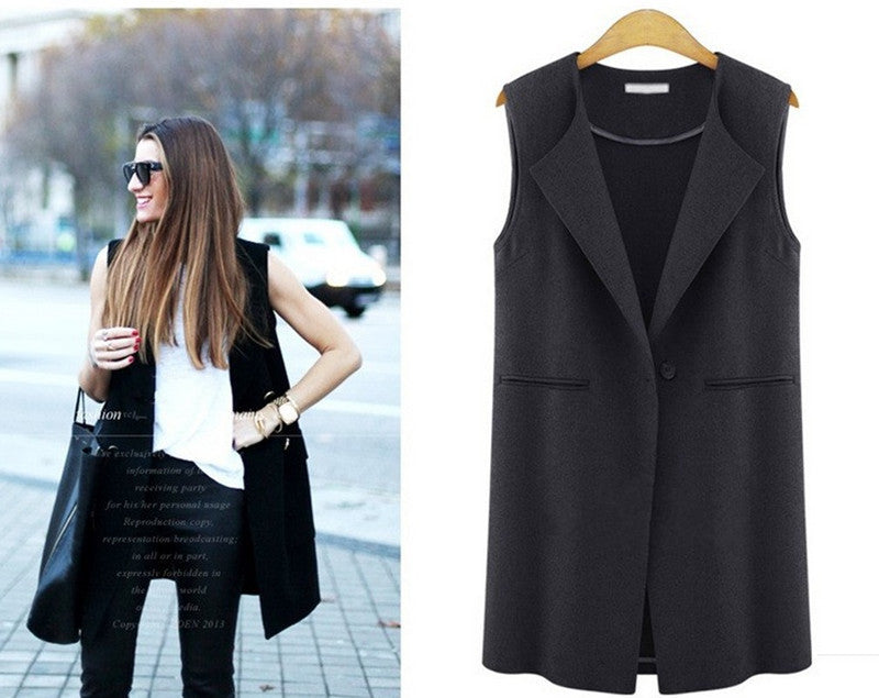 Online discount shop Australia - Female Vest Single Button Brief Women's Vests Sleeveless Coats Female  Waistcoat Turn-Down Collar Casual Vest