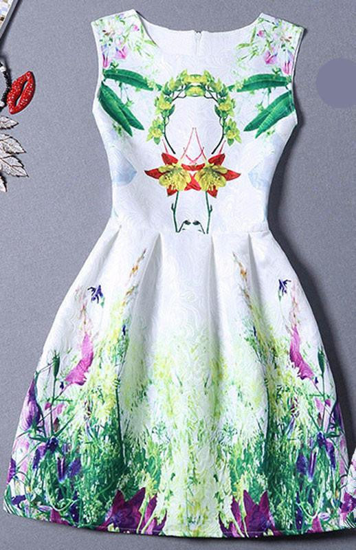 Summer Dress Women Butterfly Sleeveless Casual Dresses Ladies vintage print plus size jacquard clothing