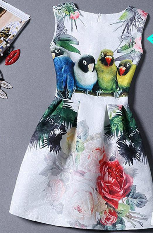 Summer Dress Women Butterfly Sleeveless Casual Dresses Ladies vintage print plus size jacquard clothing