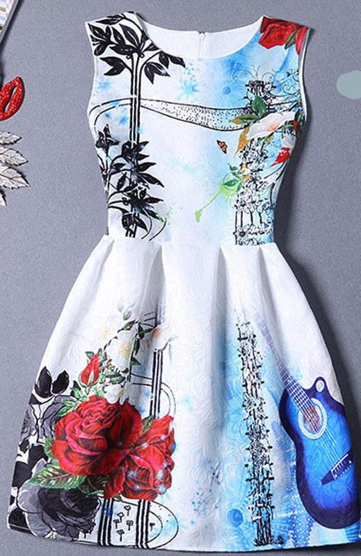 Summer Dress Women Butterfly Sleeveless Casual Dresses Ladies vintage print plus size jacquard clothing