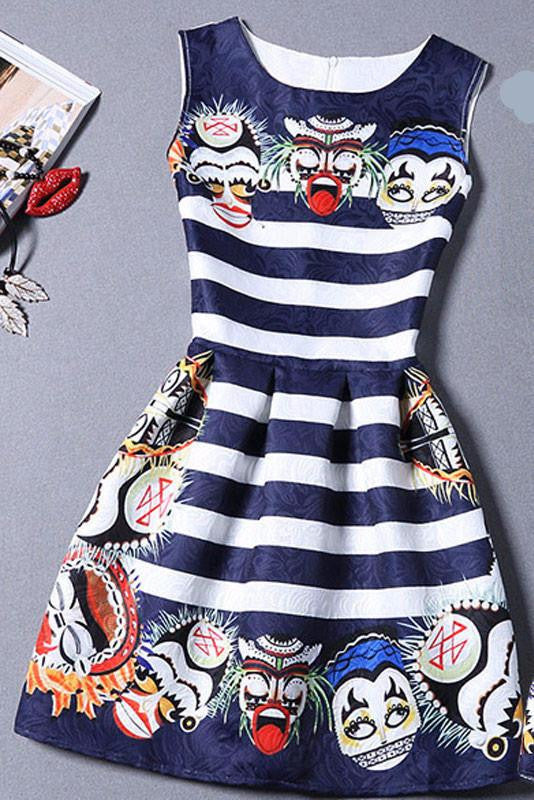 Summer Dress Women Butterfly Sleeveless Casual Dresses Ladies vintage print plus size jacquard clothing