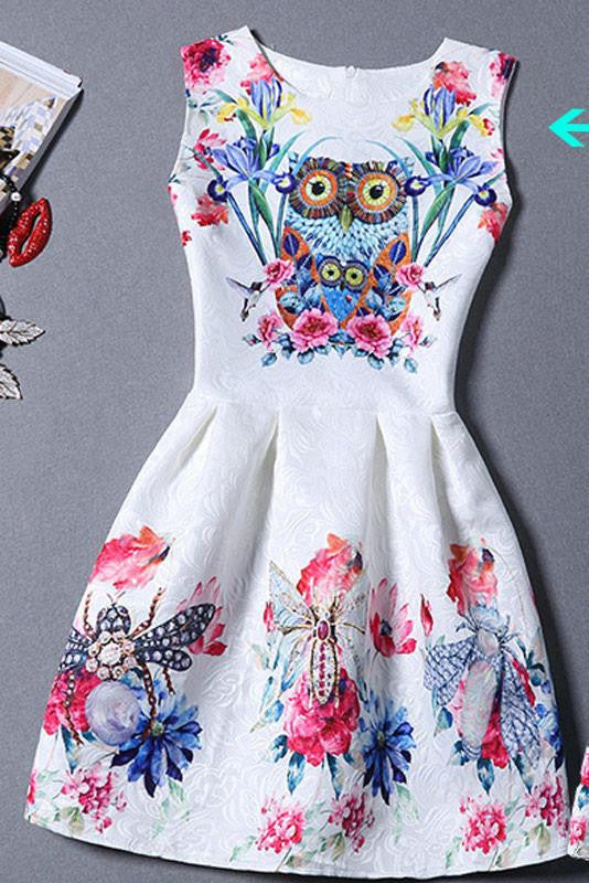 Summer Dress Women Butterfly Sleeveless Casual Dresses Ladies vintage print plus size jacquard clothing