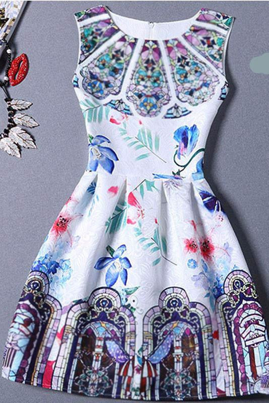 Summer Dress Women Butterfly Sleeveless Casual Dresses Ladies vintage print plus size jacquard clothing