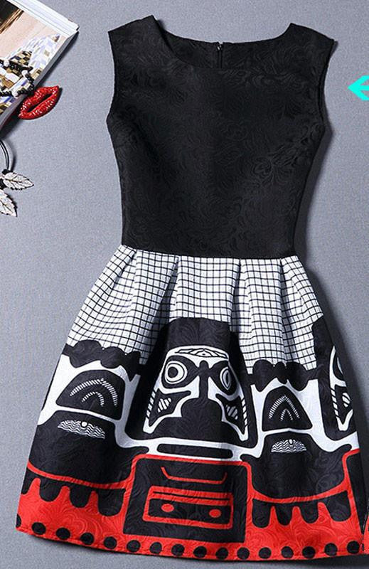 Summer Dress Women Butterfly Sleeveless Casual Dresses Ladies vintage print plus size jacquard clothing