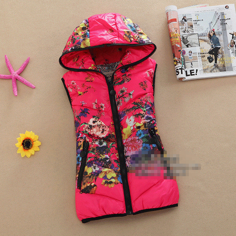 Online discount shop Australia - Genuine Ladies Vest Jacket  Women Korean Printing Cotton Vest Short Slim Down cotton Hooded Vest women coat