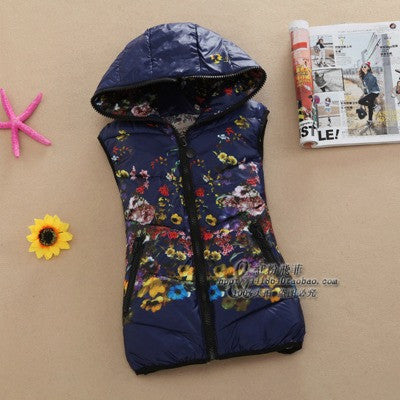 Online discount shop Australia - Genuine Ladies Vest Jacket  Women Korean Printing Cotton Vest Short Slim Down cotton Hooded Vest women coat