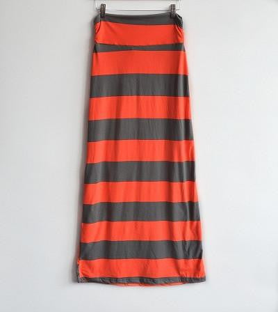 Stripe Maxi Skirts Women Geometric Skirts Faldas Mujer Brand Vintage Long Skirts Women