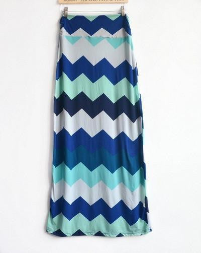 Stripe Maxi Skirts Women Geometric Skirts Faldas Mujer Brand Vintage Long Skirts Women