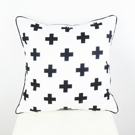 Online discount shop Australia - 45*45 cm Black White Swiss Cross Decorative Throw Cushion Cover Pillow Case for Bedding Sofa