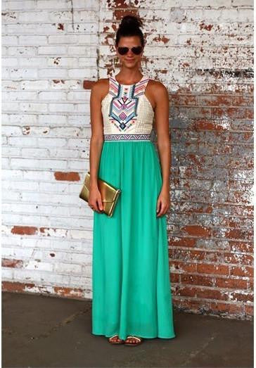 summer dress women elegant boho bohemian floral print long maxi beach dress XL evening chiffon