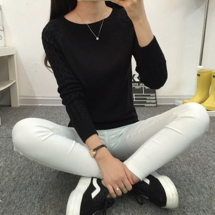 Online discount shop Australia - Knitted Women Sweaters And Pullovers Female Long Sleeve Jumper White Black Gray Pull