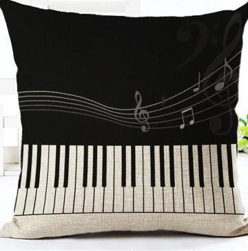 Online discount shop Australia - Music Series Note Printed Linen Cotton Square 45x45cm Home Decor Houseware Throw Pillow Cushion