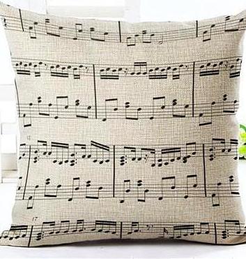 Online discount shop Australia - Music Series Note Printed Linen Cotton Square 45x45cm Home Decor Houseware Throw Pillow Cushion