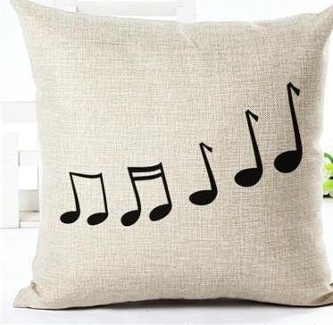 Online discount shop Australia - Music Series Note Printed Linen Cotton Square 45x45cm Home Decor Houseware Throw Pillow Cushion