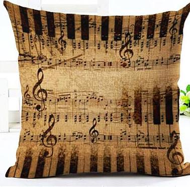 Online discount shop Australia - Music Series Note Printed Linen Cotton Square 45x45cm Home Decor Houseware Throw Pillow Cushion