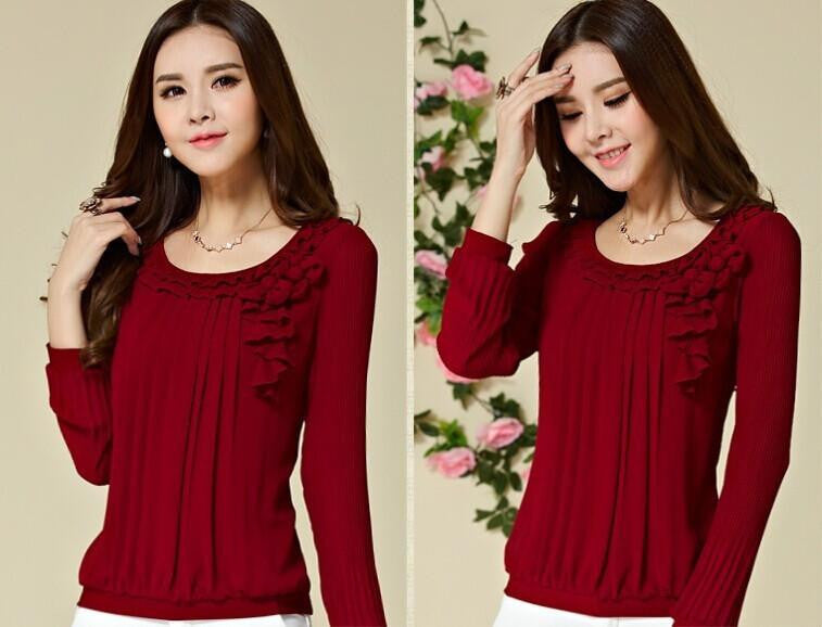 women blouses chiffon blouse tops woman clothes long sleeve