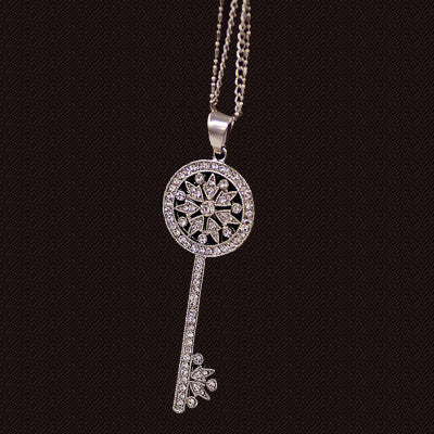 Online discount shop Australia - Brand Imitation Gold Silver Plated Luxury Crystal Full Rhinestone Fake Pearl Key Pendant Long Chain Necklace Women Jewelry