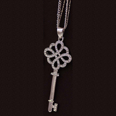 Online discount shop Australia - Brand Imitation Gold Silver Plated Luxury Crystal Full Rhinestone Fake Pearl Key Pendant Long Chain Necklace Women Jewelry