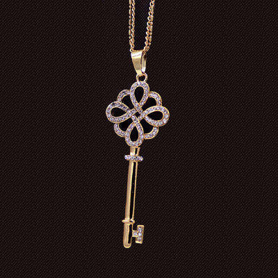 Online discount shop Australia - Brand Imitation Gold Silver Plated Luxury Crystal Full Rhinestone Fake Pearl Key Pendant Long Chain Necklace Women Jewelry